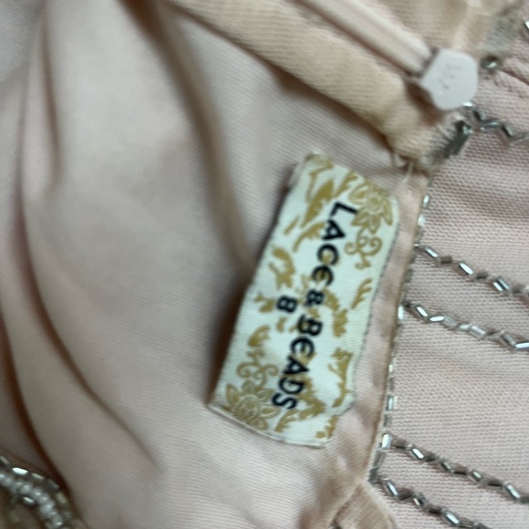 LACE & BEADS KEEVA NUDE BLUSH BRIDESMAID DRESS - Picture 9 of 16